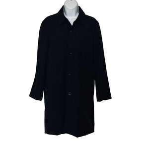 Classic Black Rain Trench Coat Banana Republic XS Buttons Nylon Stretch Vintage